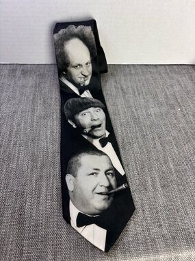 Three Stooges Smoking Black VTG Novelty Tie
